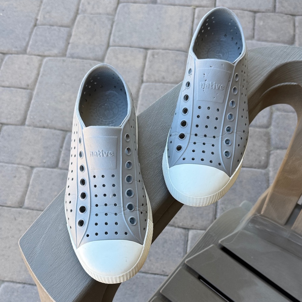Gray Native slip-On Shoes with White Soles